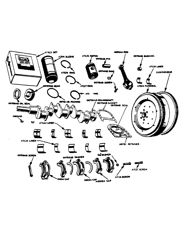 Схема запчастей Case IH 400-SERIES - (010) - POWRDYNE GAS ENGINE, PISTONS, CONNECTING RODS AND CRANKSHAFT (02) - ENGINE