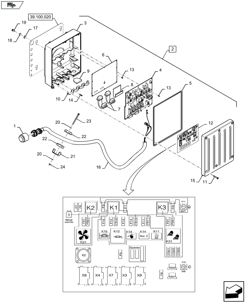 Схема запчастей Case IH LB424R - (55.640.010) - CONTROL BOX - C136 (55) - ELECTRICAL SYSTEMS