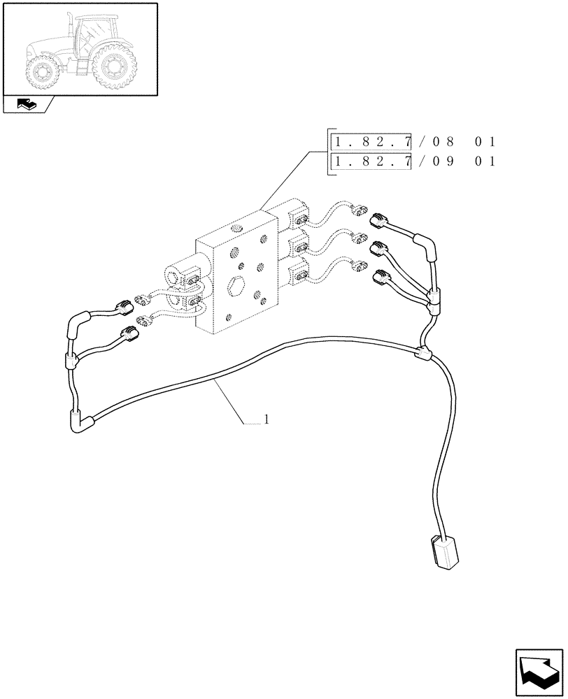 Схема запчастей Case IH PUMA 210 - (1.75.4/17) - (VAR.484) LIFT ROD & TOP LINK HYDR. ADJUST W/EL. CONTROL - LINK LEVELLING VALVE HARNESS (06) - ELECTRICAL SYSTEMS