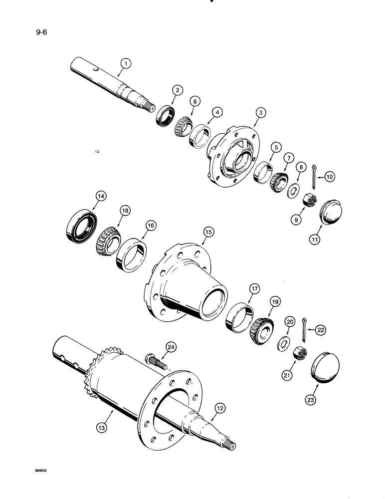 Схема запчастей Case IH 8500 - (9-006) - SPINDLES, HUBS AND BEARINGS, 45 FOOT WIDE DRILL (09) - CHASSIS/ATTACHMENTS