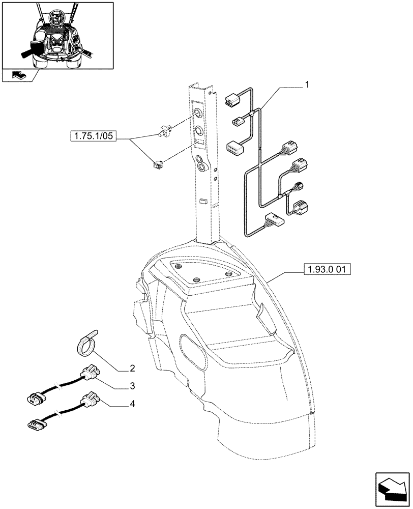 Схема запчастей Case IH MAXXUM 115 - (1.75.4/03[02]) - AIR CONDITIONING - CABLE (VAR.330643) (06) - ELECTRICAL SYSTEMS