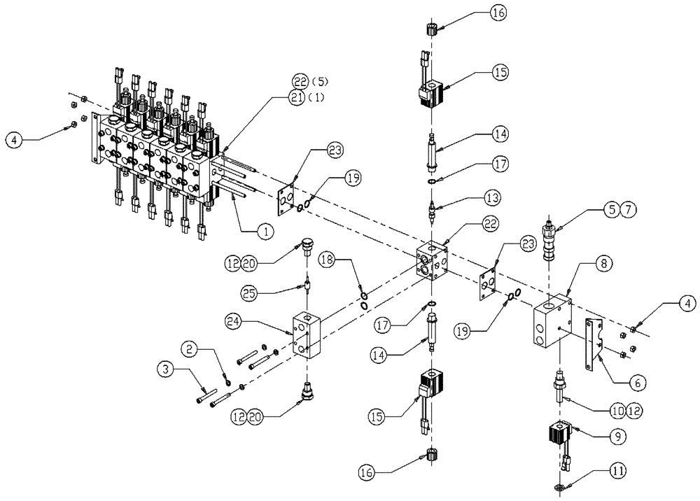 Схема запчастей Case IH 437 - (07-012) - VALVE, WATERMAN 7 BANK Hydraulic Components