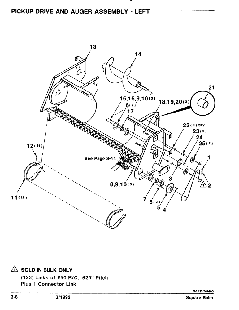 Схема запчастей Case IH 8570 - (3-08) - PICKUP DRIVE AND AUGER ASSEMBLY, LEFT Pickup