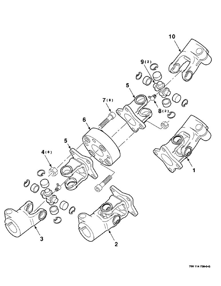 Схема запчастей Case IH 8840 - (2-36) - DOUBLE U-JOINT ASSEMBLY (58) - ATTACHMENTS/HEADERS