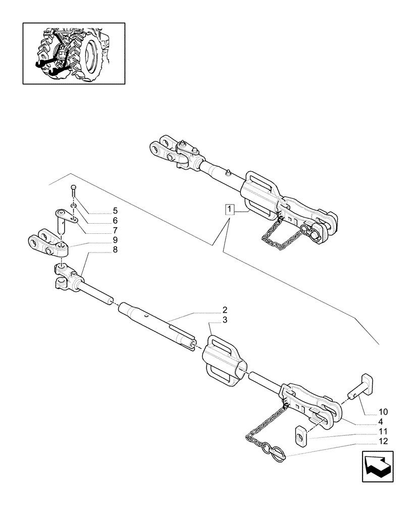 Схема запчастей Case IH MXU100 - (1.89.6/09C) - (VAR.484-790) ADJUSTABLE LIFT-ROD, PARTS (09) - IMPLEMENT LIFT