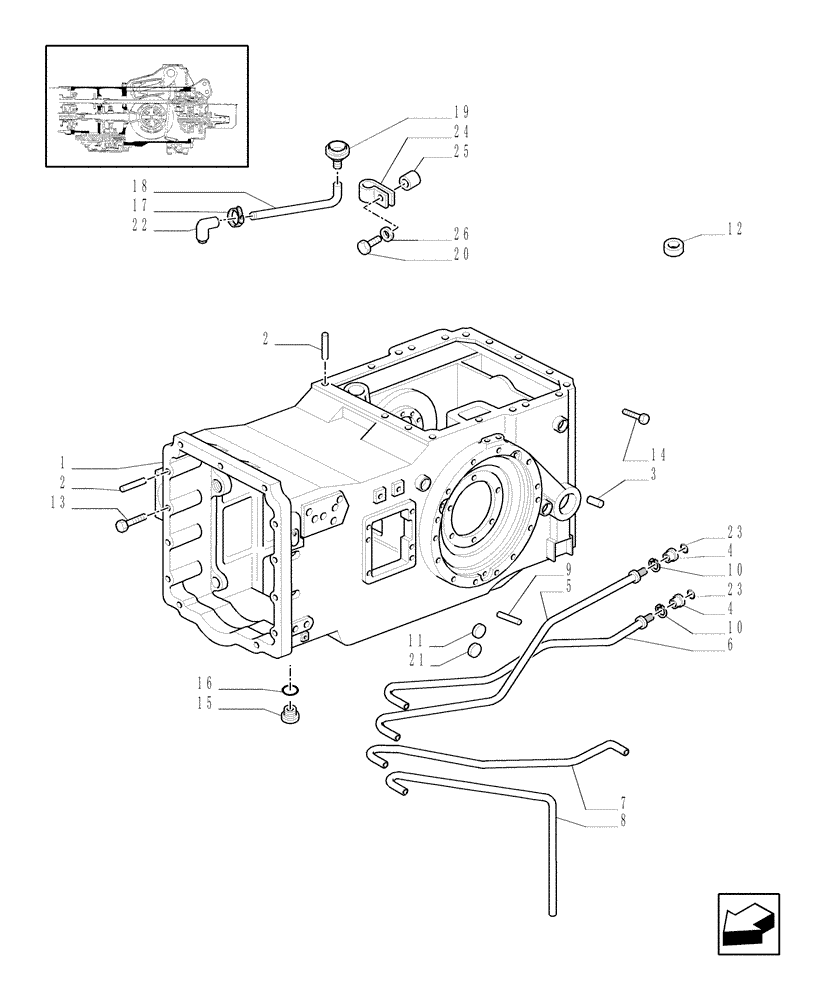 Схема запчастей Case IH MXU135 - (1.21.0[02]) - TRANSMISSION BOX AND RELATED PIPES (03) - TRANSMISSION