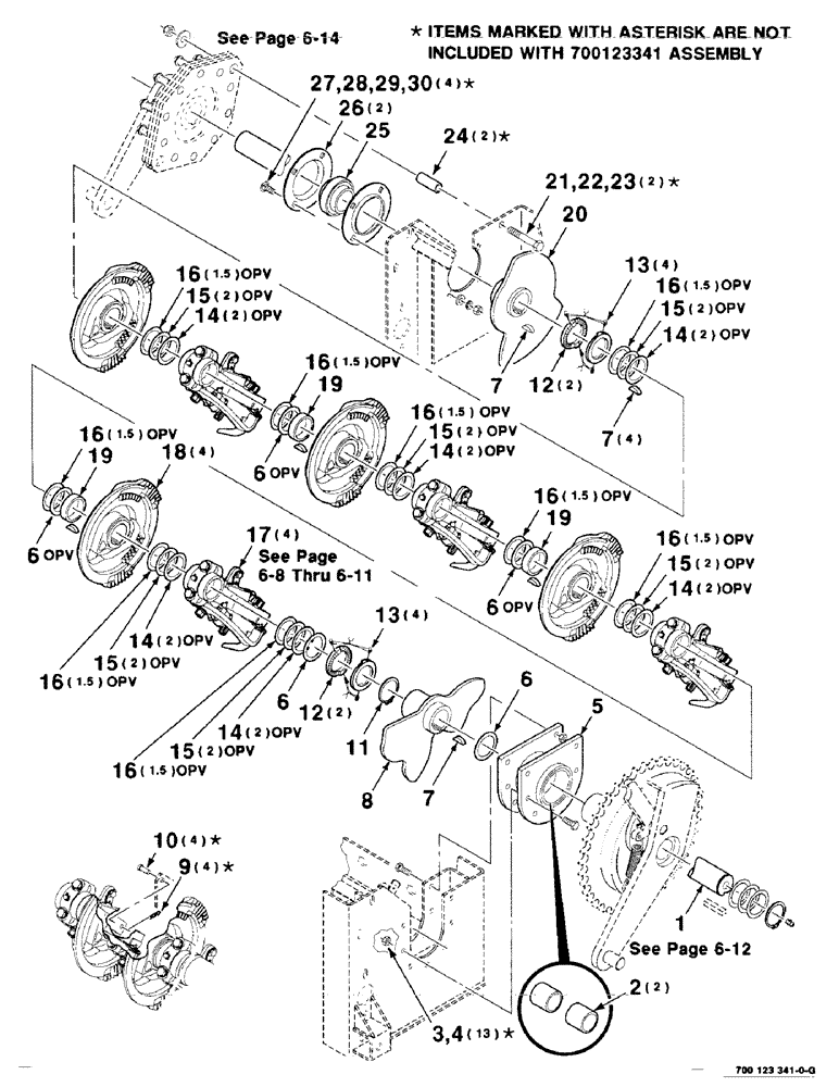 Схема запчастей Case IH 8575 - (6-06) - KNOTTER DRIVE AND CAM ASSEMBLY, 700123341 KNOTTER ASSEMBLY COMPLETE, INCLUDES PAGES 6-6 THRU 6-13 (14) - BALE CHAMBER