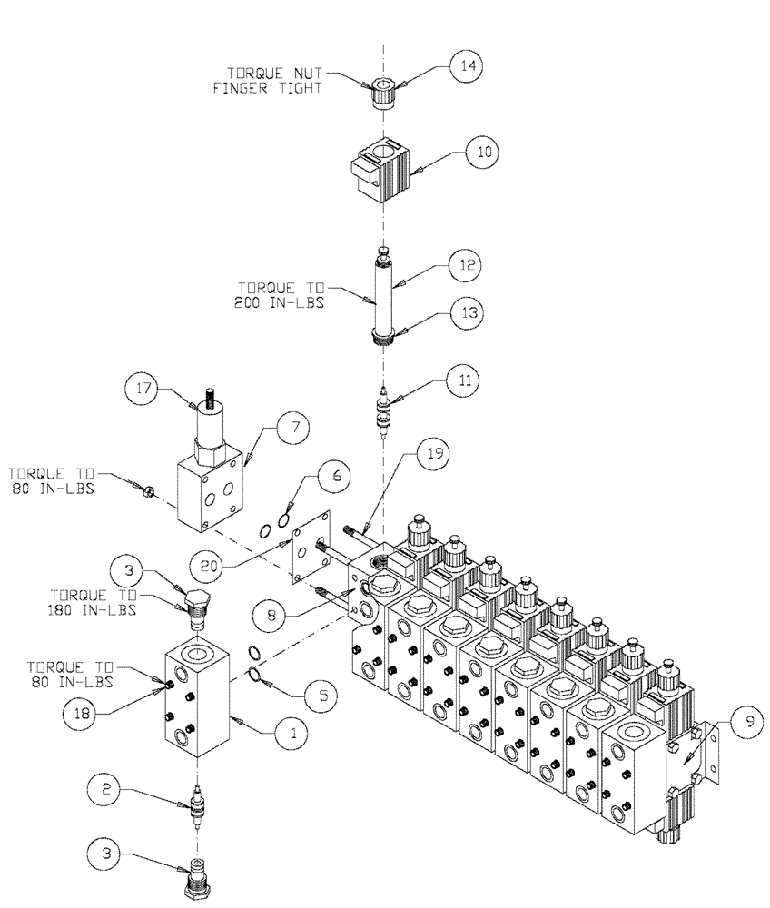 Схема запчастей Case IH SPX2130 - (06-014) - VALVE 9 - BANK DIRECTIONAL Hydraulic Plumbing