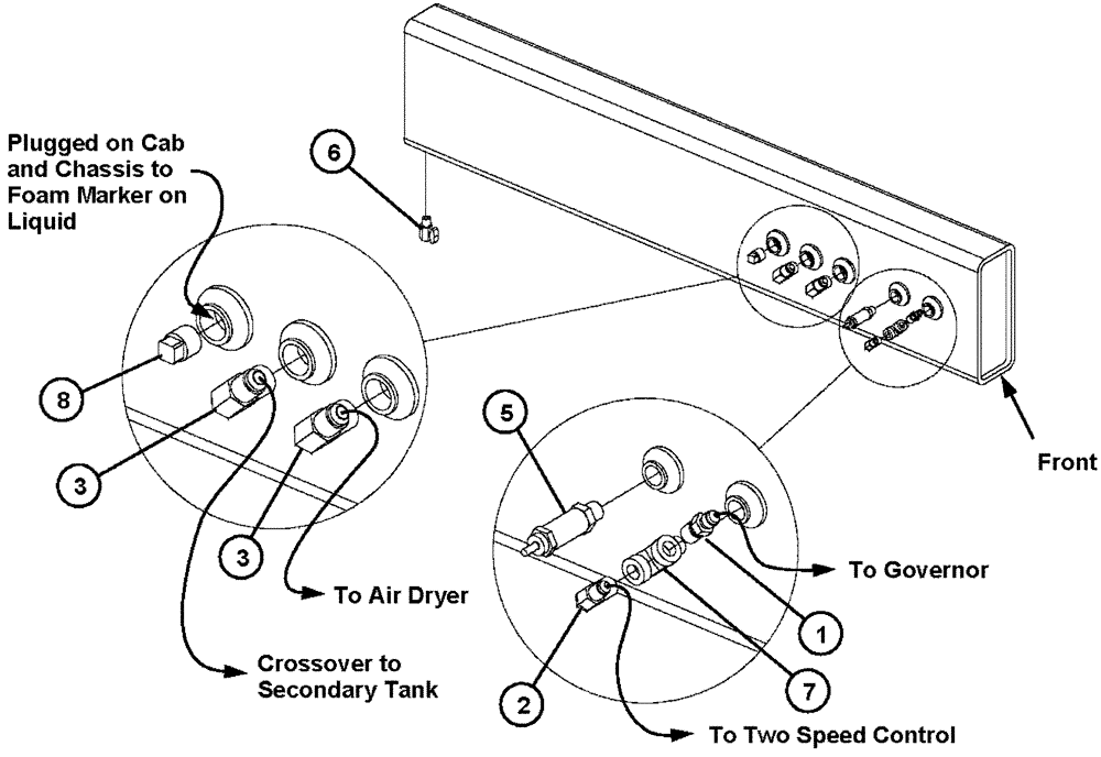 Схема запчастей Case IH 4330 - (07-009) - PRIMARY AIR TANK GROUP Pneumatics