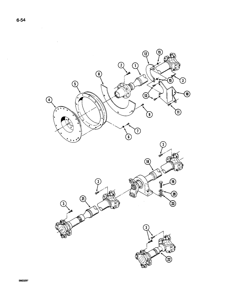 Схема запчастей Case IH 9250 - (6-054) - DRIVE SHAFT MOUNTING, 9250 TRACTOR (06) - POWER TRAIN