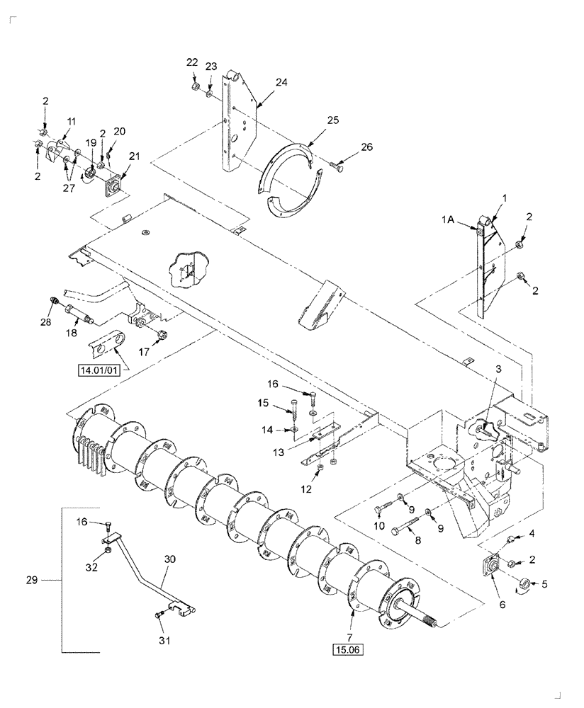 Схема запчастей Case IH DC102F - (15.04) - HEADER, ROTOR MOUNTING (15) - CROP CONDITIONING