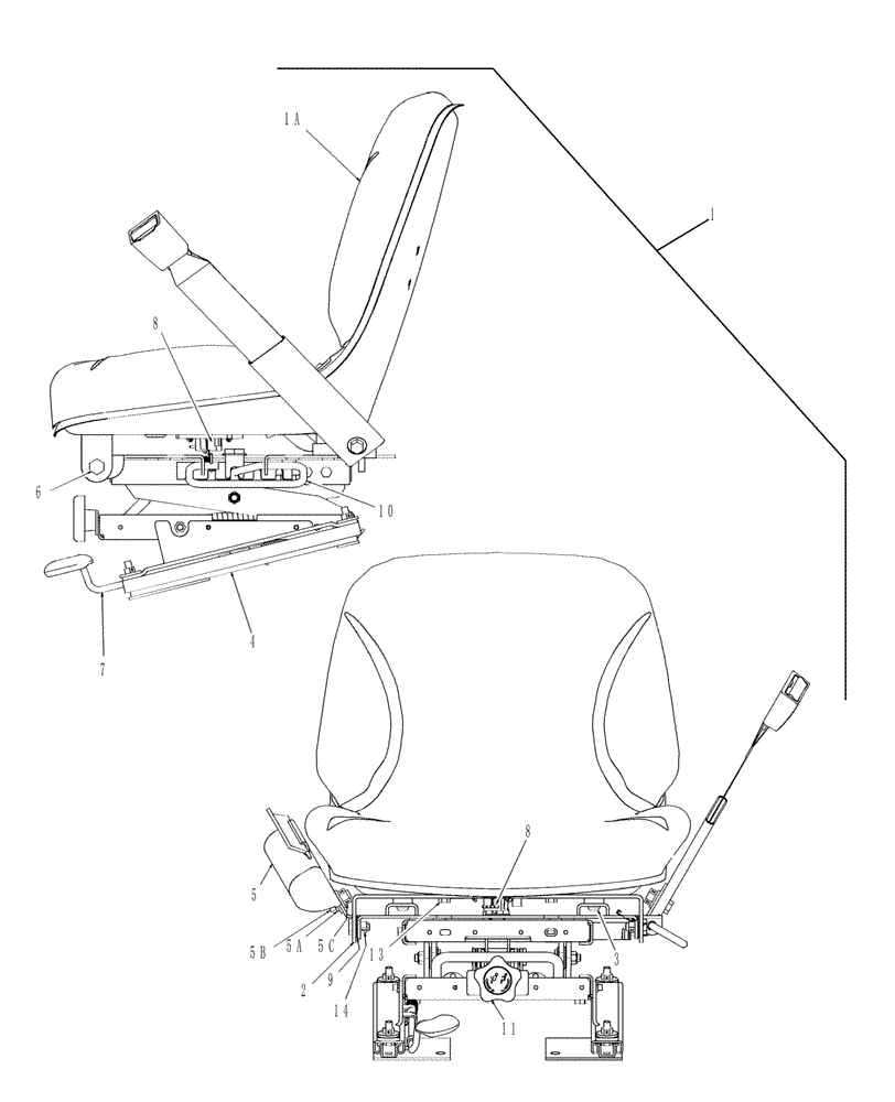 Схема запчастей Case IH DX45 - (10.04) - DELUXE SEAT ON & ABOVE PIN # Z6DE01001 (10) - OPERATORS PLATFORM/CAB