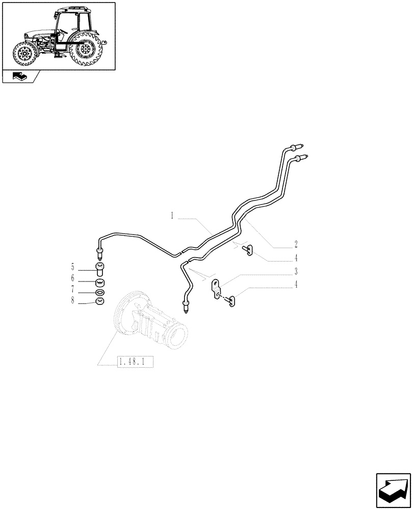 Схема запчастей Case IH FARMALL 65C - (1.68.5) - BRAKE PIPING (05) - REAR AXLE