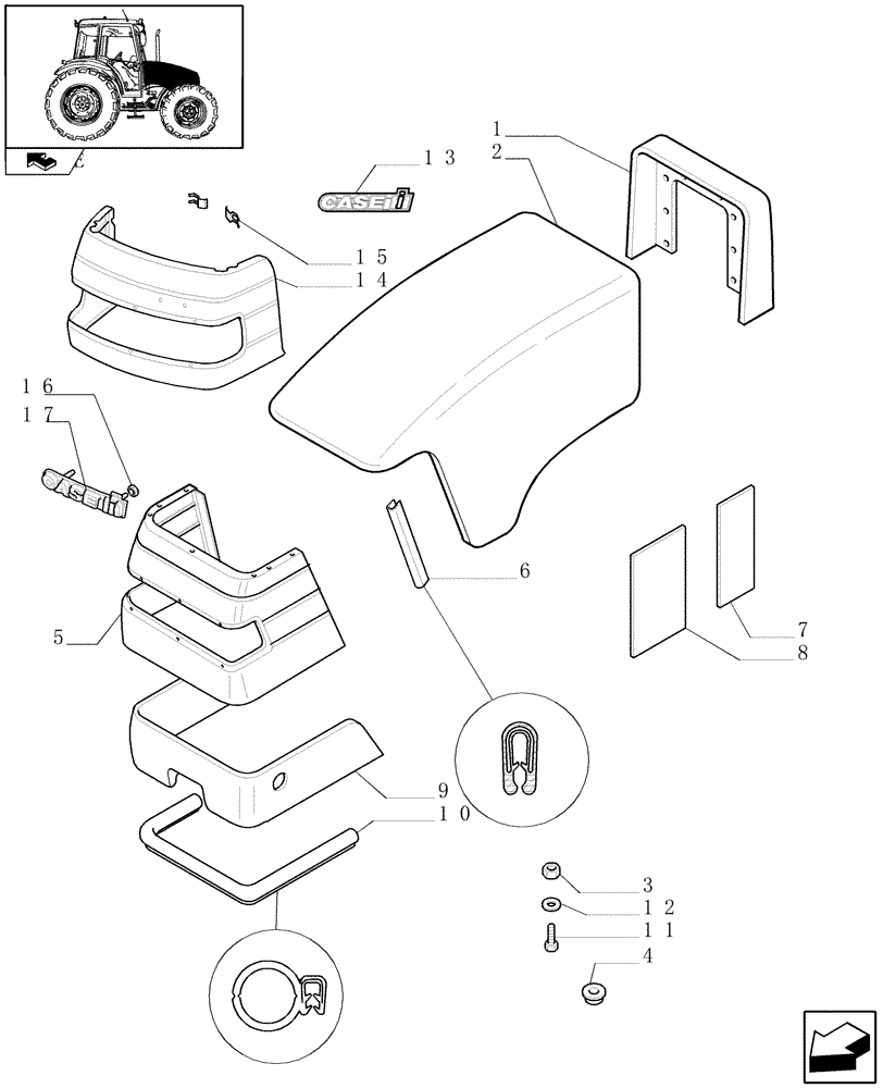 Схема запчастей Case IH FARMALL 90 - (1.83.0[01]) - HOODS - C6520 (08) - SHEET METAL