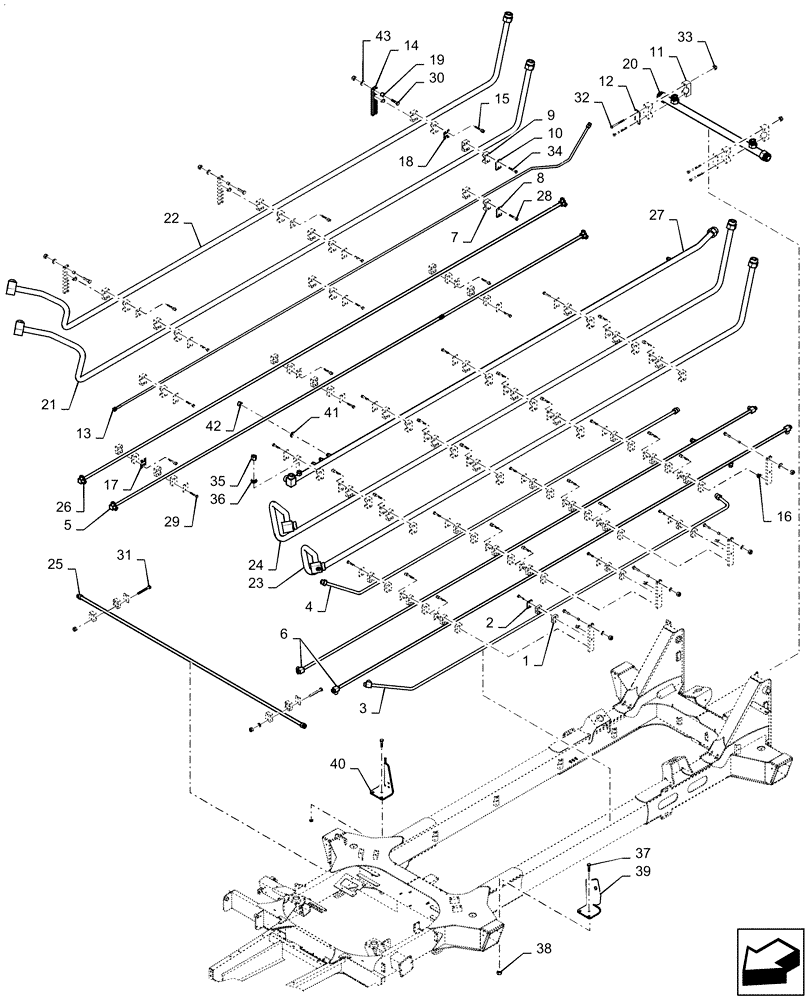 Схема запчастей Case IH 3330 - (35.300.04[01]) - STEEL LINES GROUP (35) - HYDRAULIC SYSTEMS