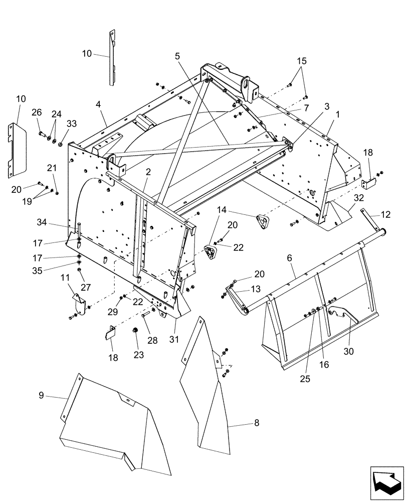 Схема запчастей Case IH AFX8010 - (E.10.B[2]) - STRAW HOOD - PRIOR TO PIN HAJ105201NA/103201EU E - Body and Structure