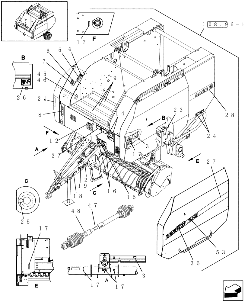 Схема запчастей Case IH RBX453 - (08.96[2]) - DECALS, LH, NORTH AMERICA (08) - SHEET METAL/DECALS