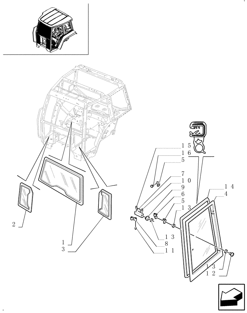 Схема запчастей Case IH JX100U - (1.92.3) - CAB - WINDOWS & WEATHER STRIPS (10) - OPERATORS PLATFORM/CAB