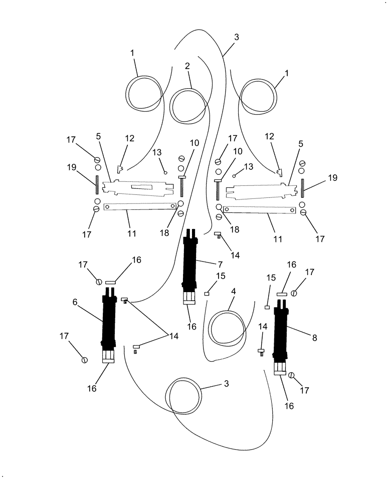 Схема запчастей Case IH 717721476 - (011[01]) - SELF LEVELING CUTTER FIVE CYLINDER HYDRAULIC CIRCUIT (PHASING CIRCUIT) 1000 PTO (07) - HYDRAULICS