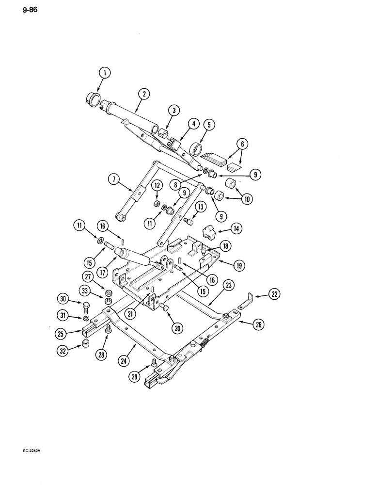 Схема запчастей Case IH 995 - (9-086) - SUSPENSION SEAT, TRACTOR WITHOUT CAB (09) - CHASSIS/ATTACHMENTS