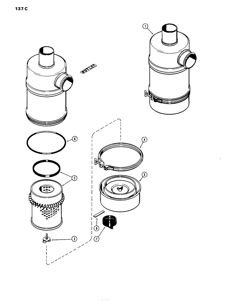 Схема запчастей Case IH 504DTI - (137C) - AIR CLEANER, F (10) - ENGINE