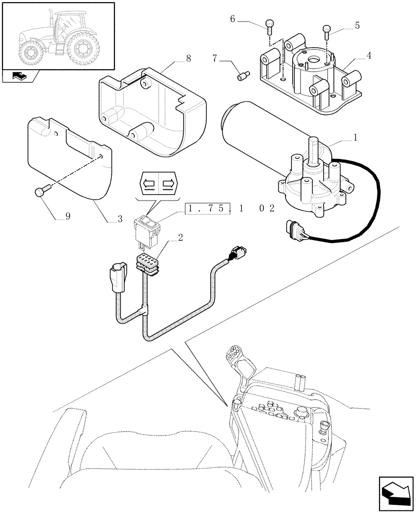 Схема запчастей Case IH PUMA 195 - (1.75.1/07[01A]) - (VAR.183) ARMREST CONTROL UNIT - ADJUSTMENT ELECTRONIC CONTROL - D6400 (06) - ELECTRICAL SYSTEMS