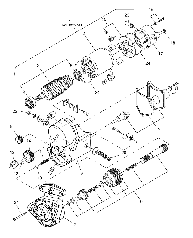 Схема запчастей Case IH DX55 - (01.08) - STARTING MOTOR (01) - ENGINE