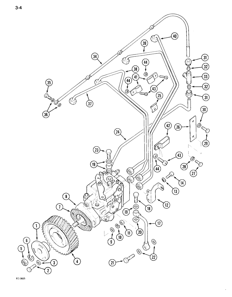 Схема запчастей Case IH 995 - (3-04) - FUEL INJECTION PUMP AND TUBES (03) - FUEL SYSTEM