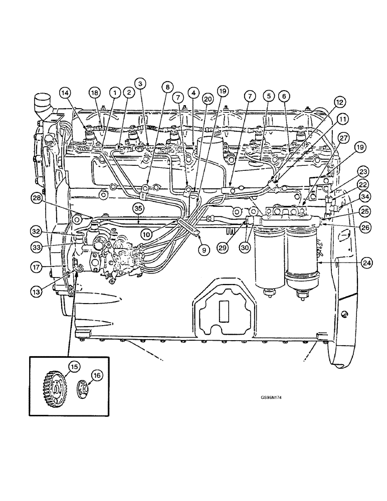 Схема запчастей Case IH D-358 - (6-064) - FUEL INJECTION PUMP AND CONNECTIONS, 826 AND 2826 TRACTORS 