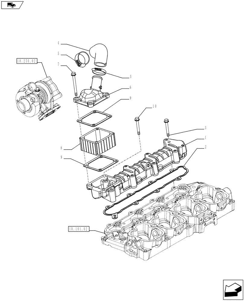 Схема запчастей Case IH FARMALL 65C - (10.254.01) - INLET MANIFOLD (10) - ENGINE