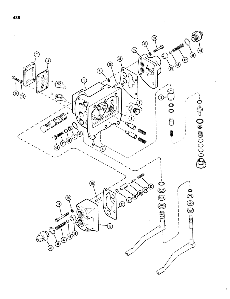 Схема запчастей Case IH 1070 - (0438) - A44192 AUXILIARY VALVE, 1ST USED TRACTOR SERIAL NUMBER 8709725 (08) - HYDRAULICS