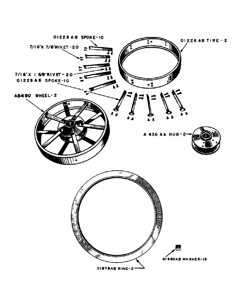 Схема запчастей Case IH 600-SERIES - (099) - FRONT WHEEL, STEEL (06) - POWER TRAIN