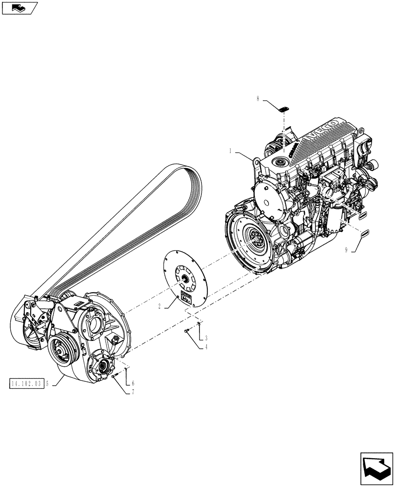 Схема запчастей Case IH 6130 - (18.112.AC[03]) - DAMPER, FLYWHEEL, PTO ASSY, ENGINE (18) - CLUTCH