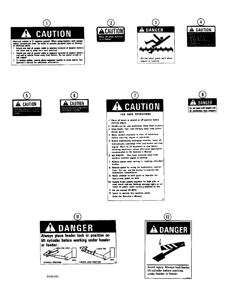 Схема запчастей Case IH 1660 - (9H-34) - DECALS, SAFETY (12) - CHASSIS