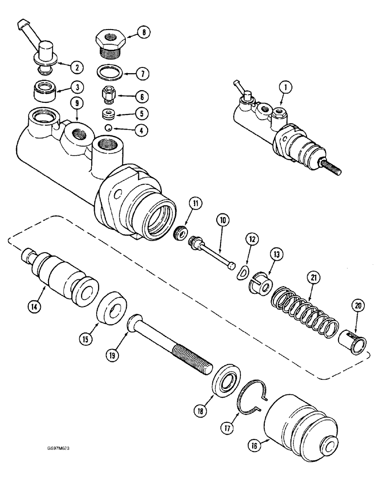 Схема запчастей Case IH 1660 - (7-14) - MASTER BRAKE CYLINDER (5.1) - BRAKES