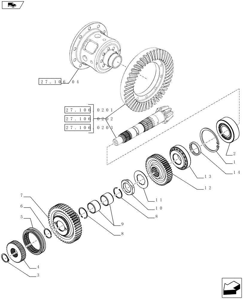 Схема запчастей Case IH FARMALL 65C - (21.148.0104[01]) - HYDRAULIC GEARBOX CONTROL (POWER SHUTTLE 12x12) - SLOW/MEDIUM RANGE GEARS (VAR.331069-332069 / 743557) (21) - TRANSMISSION