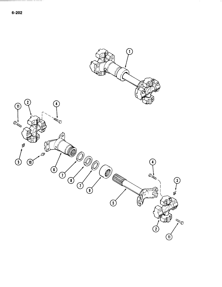 Схема запчастей Case IH 4494 - (6-202) - FRONT AXLE DRIVE SHAFT, PRIOR TO AXLE SERIAL NO. 13015953 (06) - POWER TRAIN