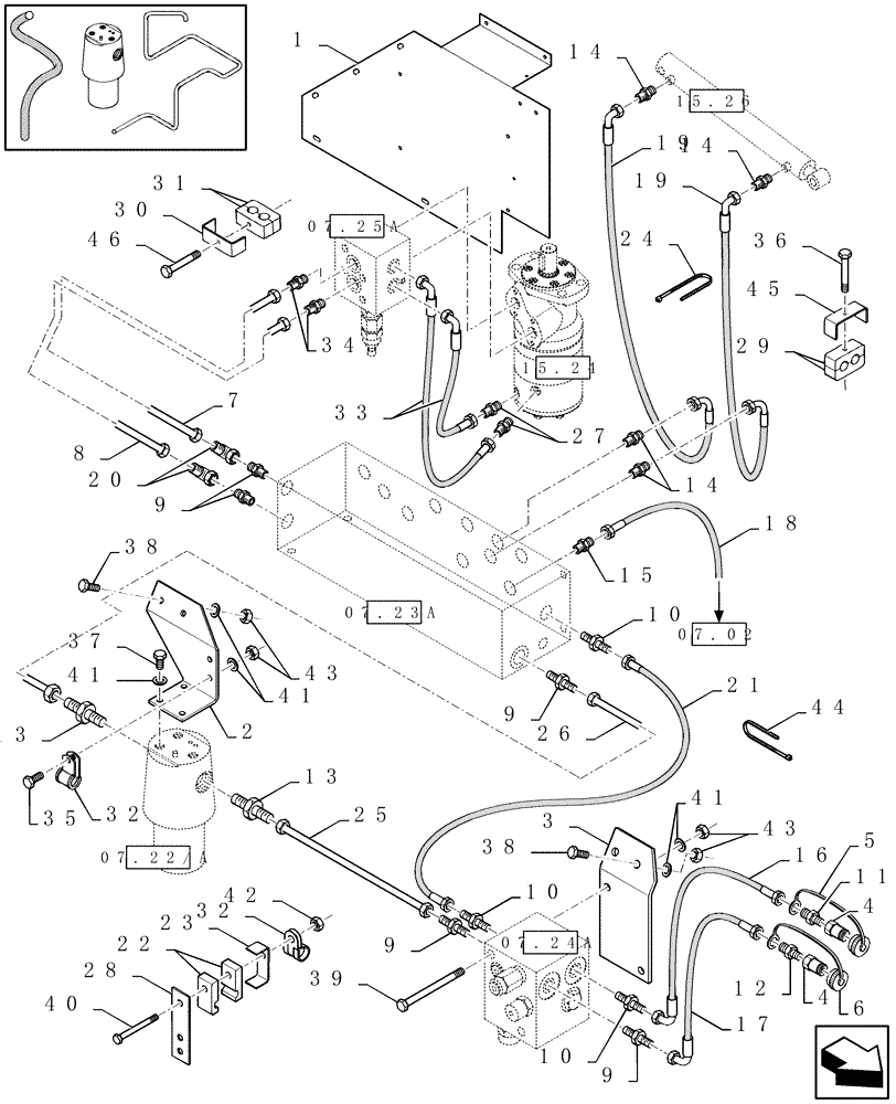 Схема запчастей Case IH RBX341 - (07.22A[01]) - HYDRAULICS - D652 (07) - HYDRAULIC SYSTEM