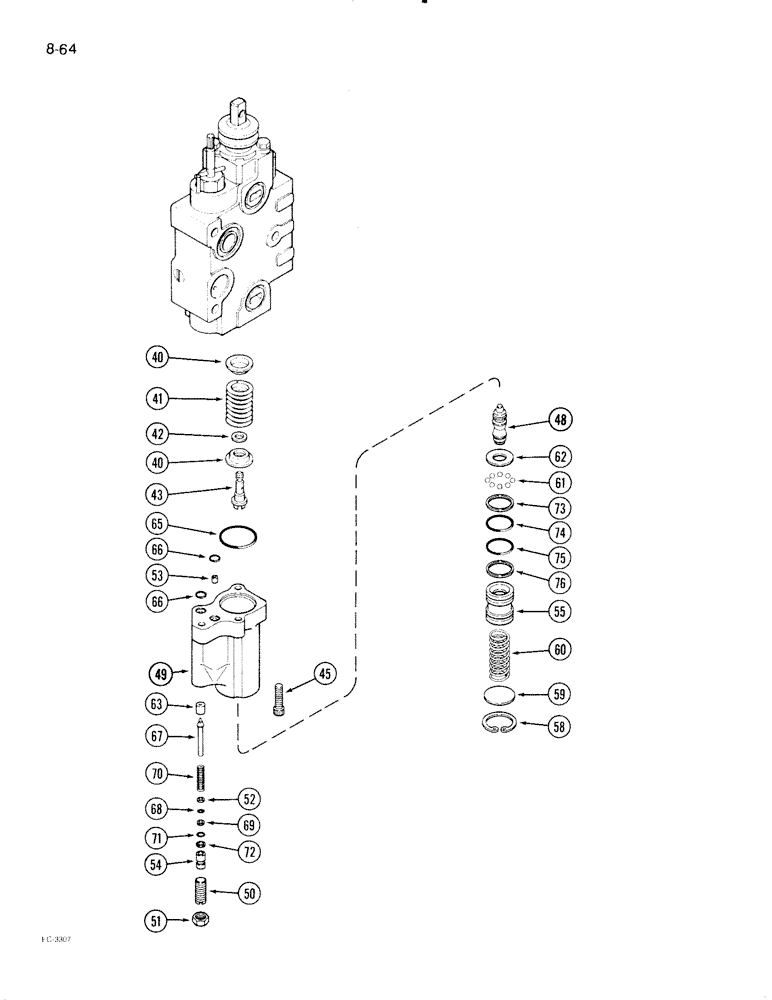 Схема запчастей Case IH 2096 - (8-064) - REMOTE VALVE SECTION, THIRD CIRCUIT, WITHOUT LOAD CHECK (CONTD) (08) - HYDRAULICS