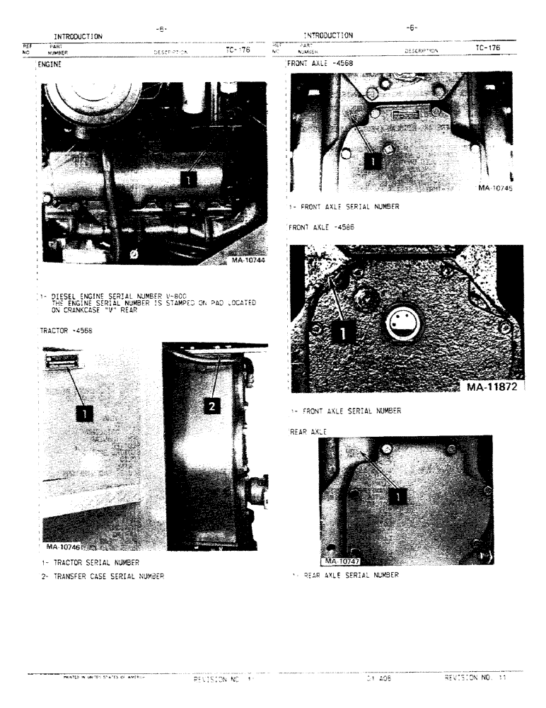 Схема запчастей Case IH 4568 - (00-06) - INTRODUCTION - SERIAL NUMBER LOCATIONS (00) - GENERAL