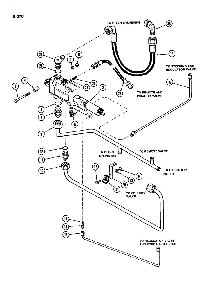 Схема запчастей Case IH 4494 - (8-370) - HITCH CONTROL VALVE KIT (08) - HYDRAULICS