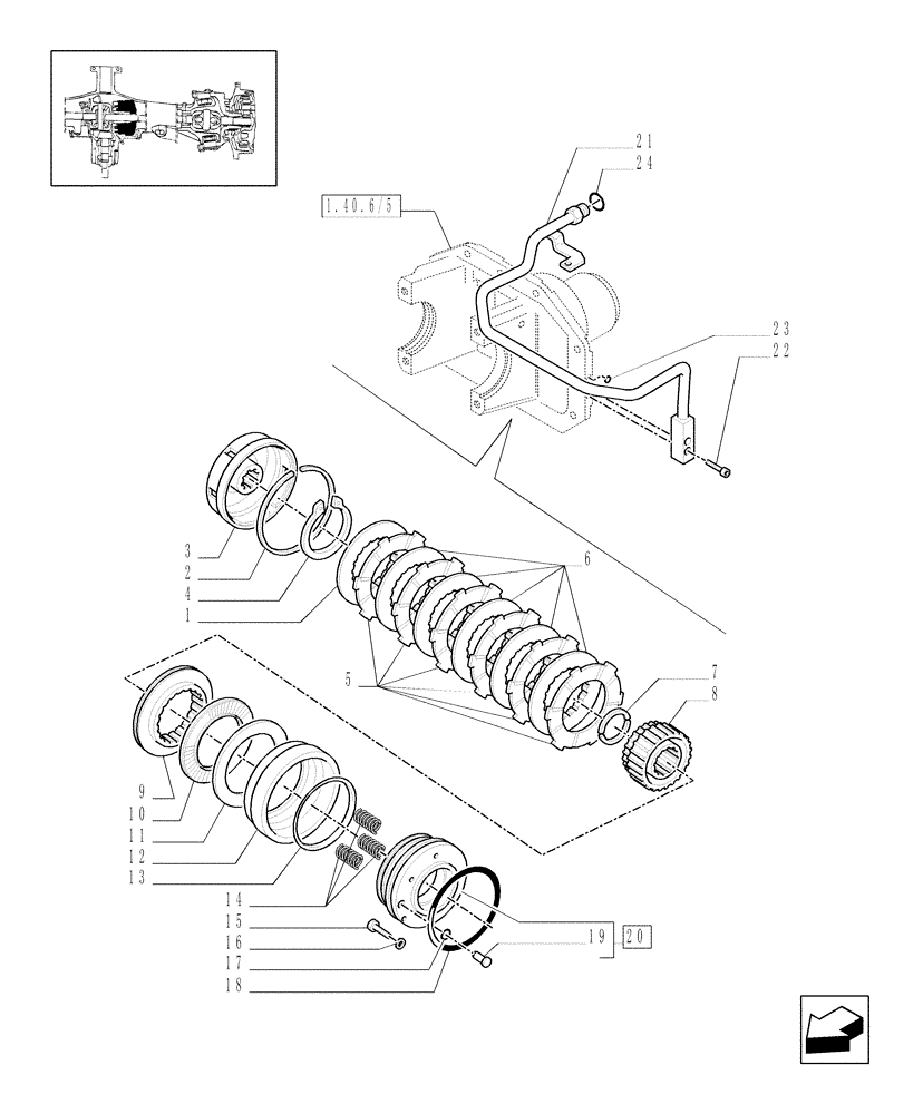 Схема запчастей Case IH MXM190 - (1.40.6/09[02]) - (VAR.463) 4WD FRONT AXLE WITH SUSPENSIONS, FULL POWER SHIFT - HYDRAULIC DIFFERENTIAL LOCK (04) - FRONT AXLE & STEERING