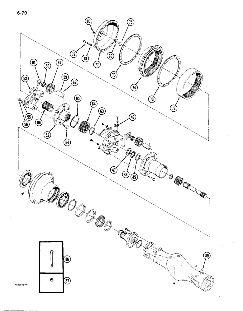 Схема запчастей Case IH 9150 - (6-070) - AXLE ASSEMBLY, HOUSING AND WHEEL END, K598.60/70 SERIES, (CONT) (06) - POWER TRAIN