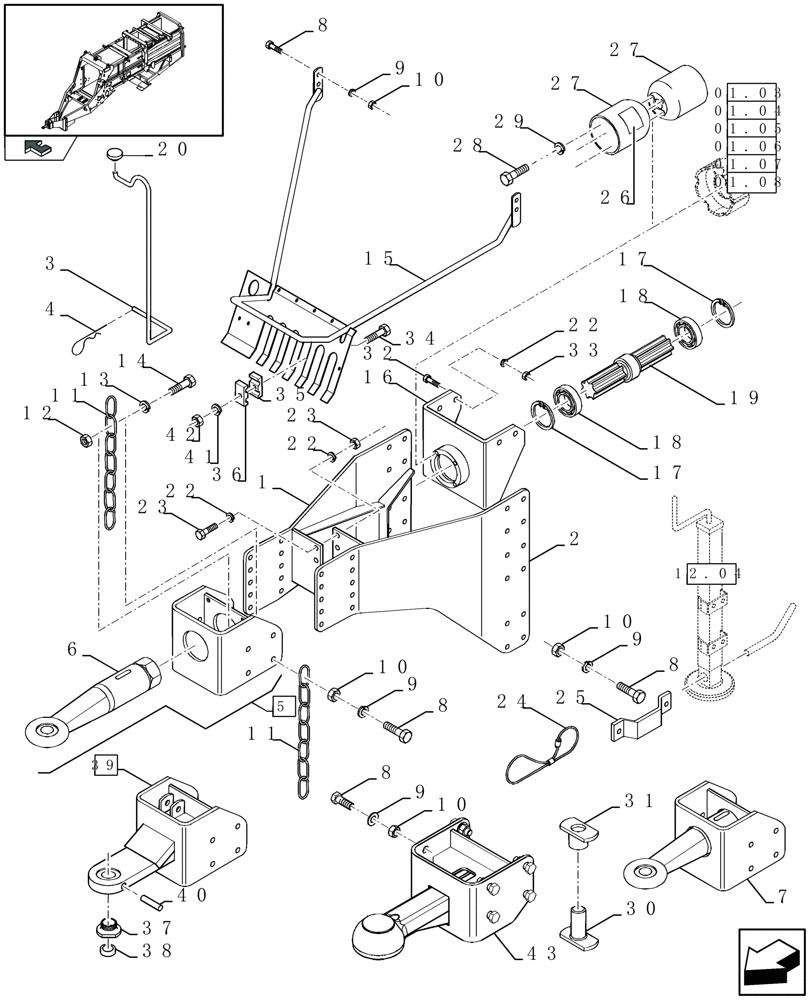 Схема запчастей Case IH LBX432R - (12.03[01]) - JACK AND HITCH (12) - MAIN FRAME