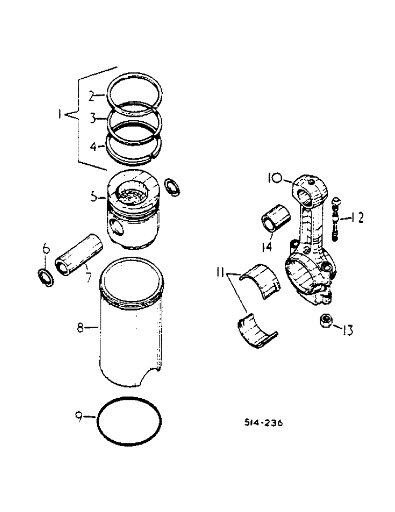 Схема запчастей Case IH 454 - (12-27) - CONNECTING ROD, PISTON AND SLEEVE Power