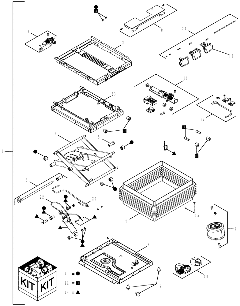 Схема запчастей Case IH STX530 - (09-27) - SUSPENSION ASSEMBLY - SEAT - STANDARD CAB (09) - CHASSIS