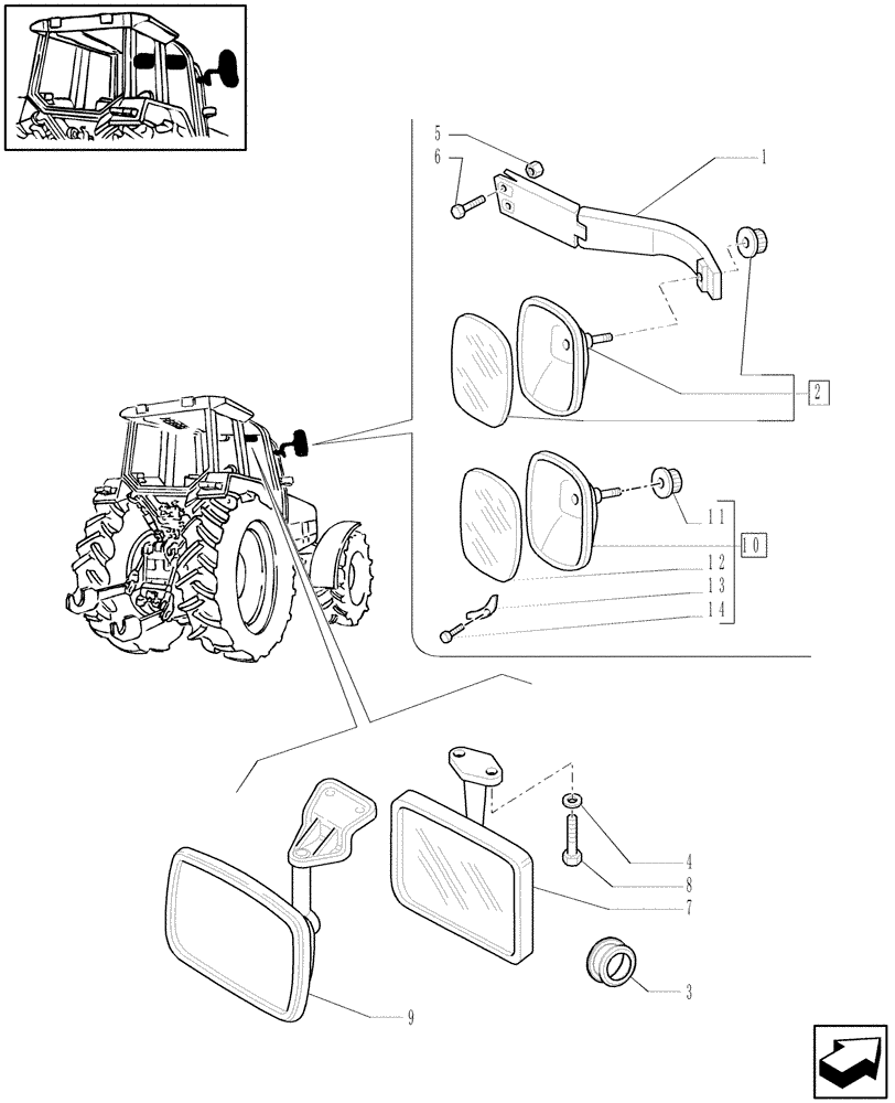 Схема запчастей Case IH PUMA 165 - (1.93.6) - REAR-VIEW MIRRORS (10) - OPERATORS PLATFORM/CAB