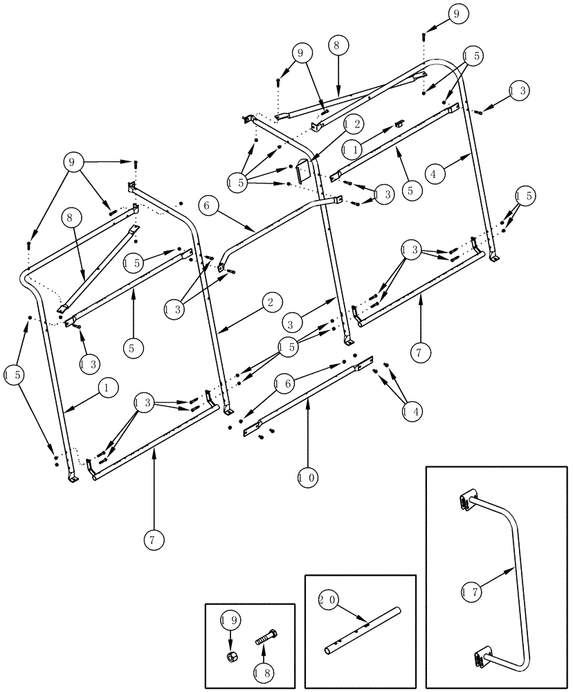 Схема запчастей Case IH CPX620 - (09C-22) - CONVEYOR CHUTE SUPPORTS (15) - HANDLING SYSTEM