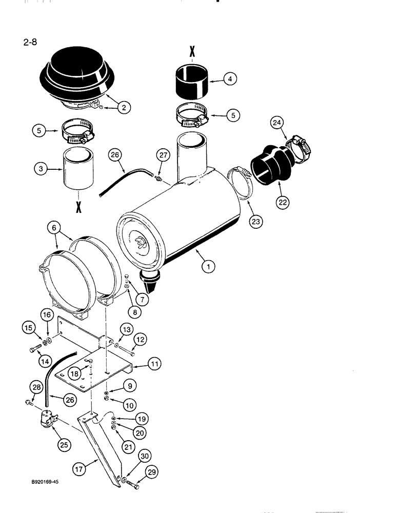 Схема запчастей Case IH 6830TA - (2-08) - AIR INDUCTION SYSTEM 