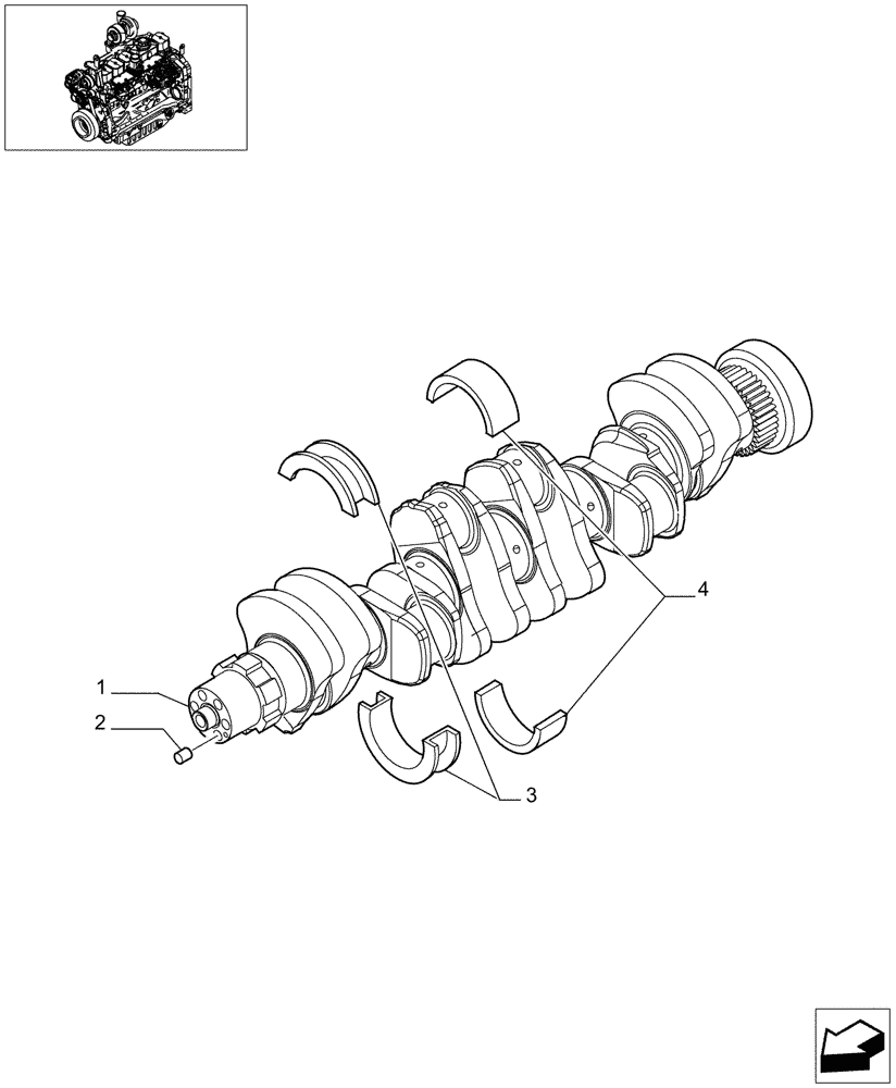 Схема запчастей Case IH MAXXUM 140 - (0.08.0/01) - CRANKSHAFT (STD + VAR.330003-332115-332116) (01) - ENGINE